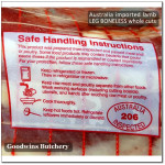 Lamb LEG BONELESS frozen whole cuts +/- 3 kg/pc (price/kg) brand Australia MIDFIELD